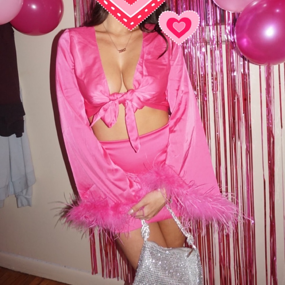 White Fox Hot pink set